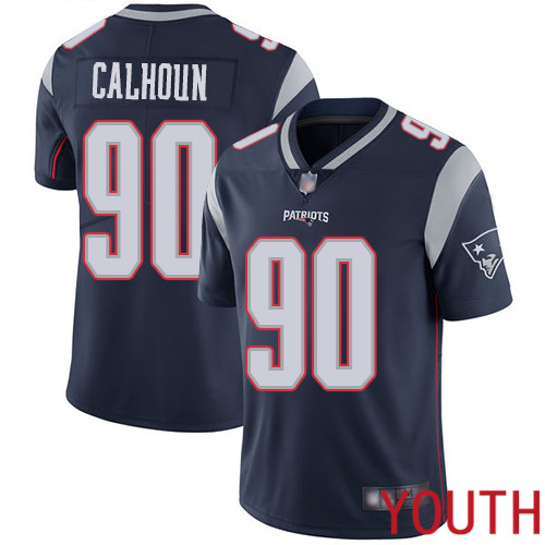 New England Patriots Football #90 Vapor Limited Navy Blue Youth Shilique Calhoun Home NFL Jersey->youth nfl jersey->Youth Jersey